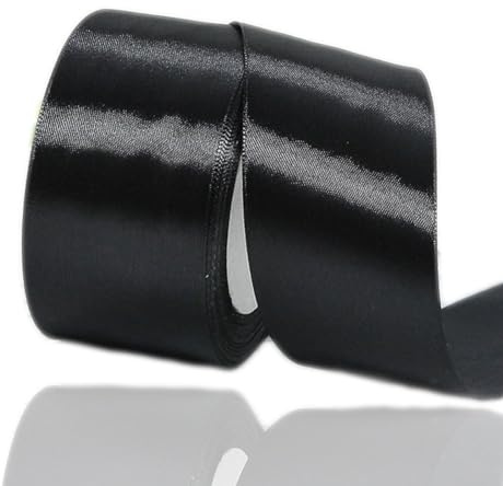 Satinband Schwarz 50mm, 22 Meters Dekoration Geschenkband breit Schleifenband, Stoffband für Hochzeit, Taufe und Geburtstag Geschenke | Schleifenband zum Geschenkverpackung, Weihnachten, Haarbögen, Taufe, Blumensträuße und Festdekorationen