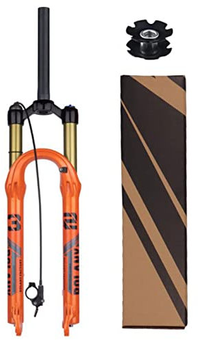 ZECHAO 27,5/29in 9mm Schnellspanner Mountainbike Fahrradgabel,1-1/8 Aluminiumlegierung 120mm Federweg Lenkgabel for Gerades Fahrrad Fahrrad Federgabel (Color : Orange-Remote Lock, Size : 29inch)