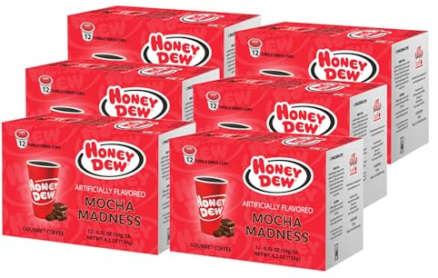 Honey Dew - Mocha Madness, Sweet Gourmet Coffee, Medium Roast Chocolate Coffee Blend Compatible with Keurig® Coffee Maker, 1 Count (72 Single Serve Cups)