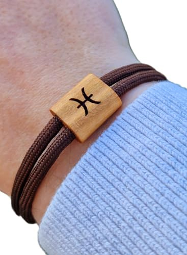 Gravur Holz Armband, Sternzeichen, Tierkreiszeichen, Surfer Armband, personalisiertes Armband, Holz, Armband graviert, Muttertag, Fisch