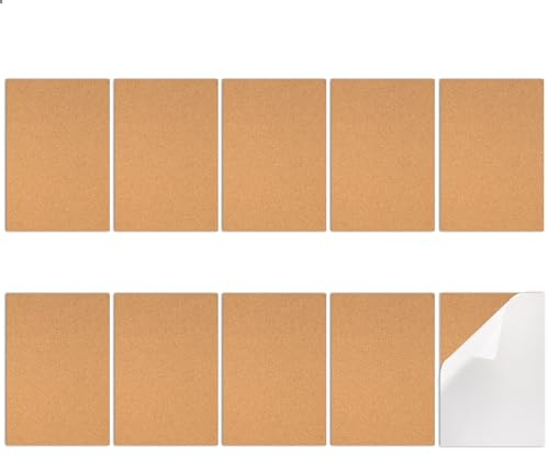 10 fogli autoadesivi in sughero, 30 x 21 cm, spessore 1 mm, autoadesivi fai da te, pannelli isolanti per bricolage, ufficio, scuola, cucina, decorazione da parete
