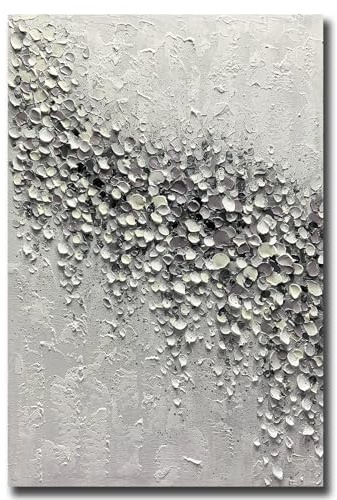 Yika Art Leinwandbild, Wandkunst, dicke Textur, modern, wunderschön, abstrakt, handgemalt, abstraktes Ölgemälde auf Leinwand, moderne Wandkunst, Dekoration, Grau und Silber, 61 x 91,4 cm