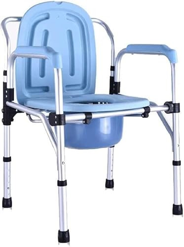 MaGiLL Klappbarer Leichtgewicht-Nachtstuhl, Nachtstuhl, Toilettenstuhl, Duschstuhl, höhenverstellbar/klappbar/rutschfest/mit Armlehnen/Rückenlehnen und Toiletteneimer, bis 150 kg, Toilettenstuhl, Set
