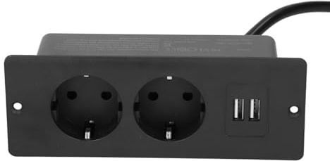 Einbaus Trom Leiste, Bündig Montierter Schreibtisch-Steckdose mit 2 AC-Steckdose und 2 USB-A-Anschlüssen, Steckdose-Tisch-Netzteil mit 4,92 FT-Netz Kabel für Möbel-Beistell Tisch