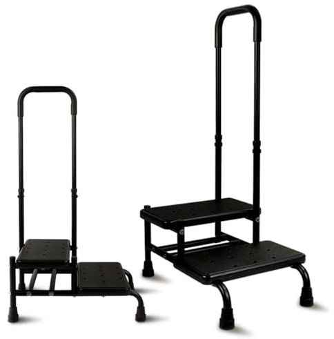 Dual StepStool with Handle | Heavy Duty, Non-Slip Step Stool for Adults & Elderly | 2 StepStool for Bathroom, Kitchen, and Home Use | Portable & Easy to Store | Needs Assembly