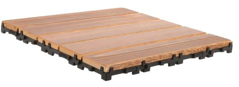 Hoement Anticorrosive Wood Floor Outdoor Interlocking Deck Tiles for Patio Balcony Garden Weather Resistant Wood Tiles