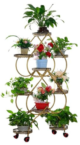 Scaffale Piante Supporto per Piante a 9 Livelli Portavasi da Fiori in Metallo per Interni ed Esterni Espositore Creativo Scaffale Verticale Portafiori ad Angolo in Ferro battuto Organizzatore multipl
