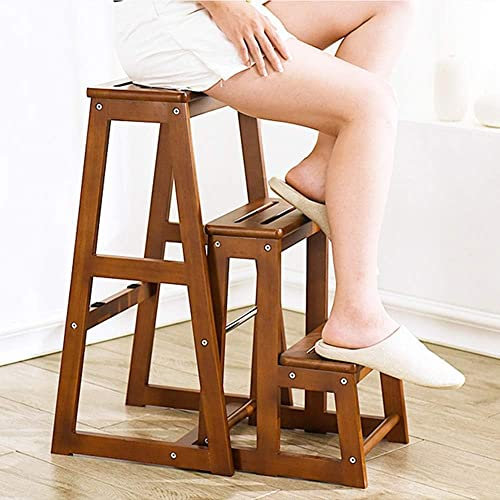 Marchepied pliant en bois massif double usage Banc à chaussures 2 marches