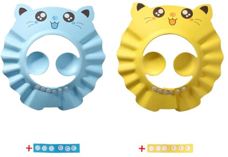 EYVRPAU 2PCS Haarwaschhilfe Kinder, Duschhaube Kinder, Kinder Haare Waschen Schutz, Baby Shampoo Schutz