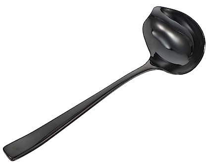 Amosfun Stainless Steel Duckbill Sauce Spoon Black, 304 Food-Grade Simple Sauce Ladle for Kitchen and Dining Table Use