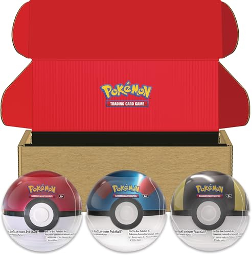 Pokémon-Sammelkartenspiel: Pokéball Tin-Box-Bundle – Pokéball, Superball & Hyperball (9 Boosterpacks des Pokémon-Sammelkartenspiels & 7 Stickerbögen)