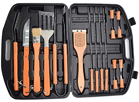 KWMAEEUID 18-teiliges extra Dickes Edelstahl-Grillwerkzeug-Set für Männer, Robustes Grillzubehör-Set für den Hinterhof, Grillutensilien-Geschenkset mit Spatel