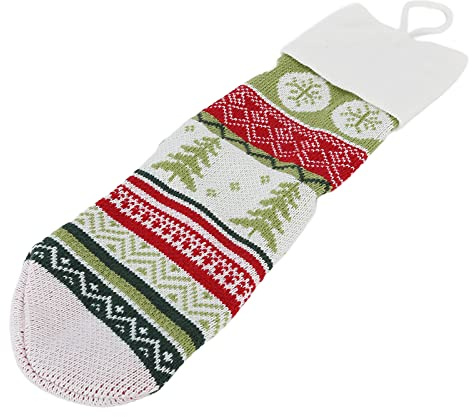 Children Sock Ornament, Wool Christmas Stocking, Holiday Home Decor, Soft and Warm Touch, Festive Ambiance, Bag for Kids with Hanging Loop, for Festival (White