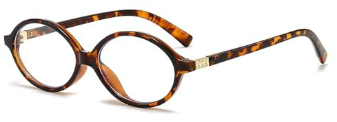 YAMEIZE Ovali Occhiali Luce Blu Donna - Uomo Piccoli Retrò Occhiali Anti Luce Blu Occhiali Filtro Luce Blu Occhiali (Leopardo chiaro)