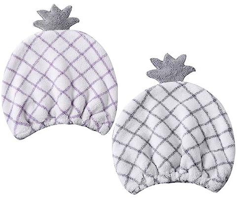 CANIGHT 2stücke Haartrocknungstücher Mit Ananas-muster Saugfähige Haarwickel Für Nasses Haar Weiche Mikrofaser-trockenhaube Für Zuhause Und Unterwegs Für Schnelles Trocknen Und
