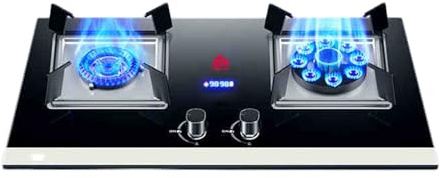 Cuisinière À Gaz 2 Brûleurs, Cuisinière Convertible GN/GPL, Cuisinière À Gaz En Verre Trempé Noir, Avec Protection Contre Les Flammes Et Minuterie, Utilisation Sur Table/intégrée(NG)