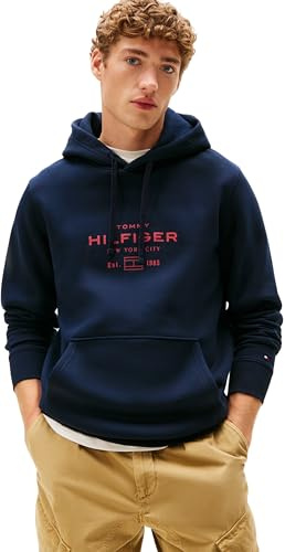 Tommy Hilfiger Sweat à Capuche Homme Oval Graphic avec Logo, Bleu (Desert Sky), XL