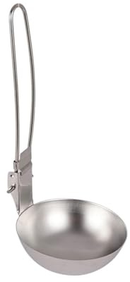 Stainless Steel Ladle - Folding Ladle for Camping | Utensil Sauce with Handle, Nessie Skimmer, Portable Cooking Strainer, Soup Ladle, Spoon with Comfortable Handle for Kitchen or Outdoor Picnic