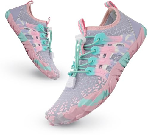 Tolaler Escarpines Niño Niña Calcetines de Piscina Zapatos de Agua Antideslizante Secado Rápido Zapatos de Playa Descalzo Unisex Bebé Verano Barefoot Calzado para Natación Surf Morado 29