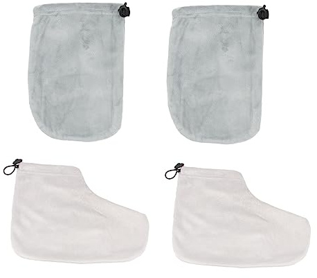 Healeved Juego 2 Pares Guantes y Cubiertas para Pies de Cera para Terapia de Parafina, Tamaño Único, Mantén Calor, para Spa y Cuidado en Casa Color Aleatorio