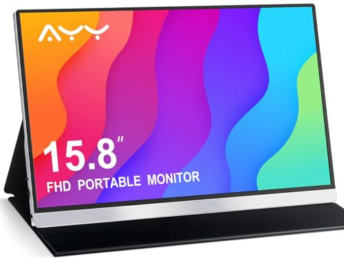 AYY Monitor Portátil para Laptop de 15.8 Pulgadas FHD 1080P USB-C HDMI Segunda Pantalla Externa para Ordenador HDR IPS Gaming Extender para PC Mac Móvil PS4/5 Xbox Switch con Altavoces Incorporados