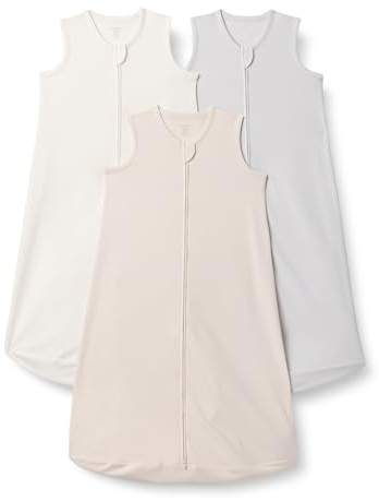 Amazon Essentials Saco de Dormir de Algodón, Manta Ponible (0,5TOG) Unisex Bebés, Pack de 3, Gris Perla/Marfil/Rosa Pálido, 6-12 Meses