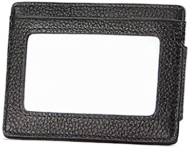 JPXXFM Bolso de Tarjeta de Cuero Genuino Money Clip Anti-Billetera de Deslizamiento de Robo Anti escaneo del Clip de dólar Estadounidense (Color: Negro-, tamaño: como se Muestra en la Imagen)