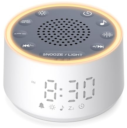 Dreamegg White Noise Machine, Sleep Aid for Adult Baby, Sound Machine with 25 Soothing Sounds & 32 Levels of Volume, 10 Night Lights 5-Level Adjustable Brightness, Timer Memory, Rechargeable, D1 Nova