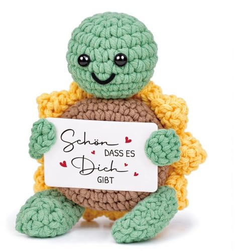 CheriGift Geschenk für Frauen, Handgemachte Positive Schildkröte Figuren | Trauzeugin Geschenk für Beste Freundin Schwester, Schön Dass Es Dich Gibt Geschenke für Emotional Support Mutmacher