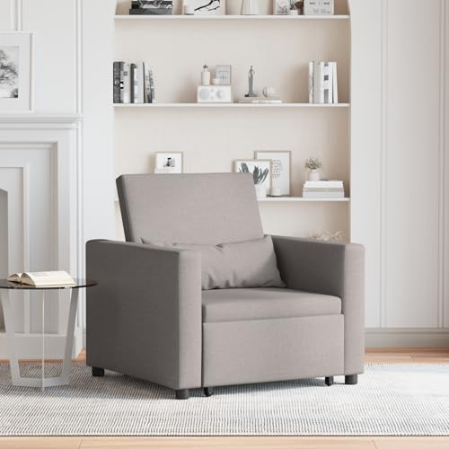 Gecheer Poltrona Letto Singolo 3 in 1 Convertibile, Seduta Confortevole, Aspetto Elegante, Braccioli Funzionali, Design Salvaspazio, Tessuto Tortora, for Casa Moderna