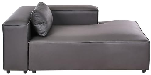 Beliani Modul Chaiselongue zum Sofa Kunstleder schwarz Links mit Lehne Kissen Brande