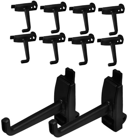 WOONEKY 10 piezas Ganchos para Panel Perforado de Plástico Abs Negro Resistentes y Versátiles para Colgar Herramientas y Organizar Garaje Taller o Hogar Diseño Caída