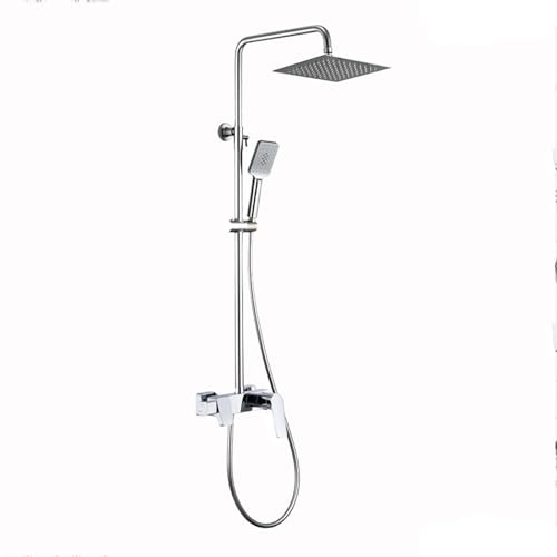 BiaoTeng Colonne de Douche pour Baignoire avec Mitigeur 3 Modes eau Chaude et Froide Colonne de Douche Réglable en Hauteur Cascade Laiton Chromé