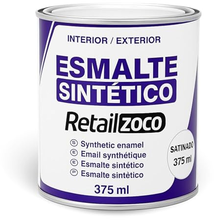 TECHZOCO Esmalte Sintético, Pintura Esmalte, synthetic enamel, Uso en maderas y metales, Apto para interior/Exterior, Contiene 375 ml, Color Blanco Satinado
