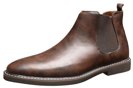 Generisch Bottines d'équitation élégantes pour homme, décontractées à enfiler en cuir, bottes pour homme, bottes antidérapantes, chaussures confortables avec bout rond, chaussures de loisirs d'hiver