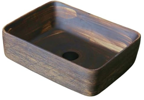 Lavello Bagno Lavandino da appoggio quadrato in ceramica for esterni e interni, for bagno, vintage, for patio, lavabo singolo