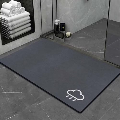 Alfombra de Baño Antideslizante, 50x80cm Alfombrilla Diatomita Baño Súper Absorbente, Alfombrilla Ducha Lavable Stone Bath Mat, Alfombra Piedras para Ducha, Cocina, Bañera y Baños, WC Classical 6-295
