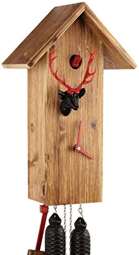 von Eble Uhren-Park Kuckucksuhr Original Schwarzwälder Kuckuckuhr Echtholz mechanisches 8-Tage Laufwerk NEU VDs Zertifikat Romba -Simple Line Nature 41cm- SLM3H-10B
