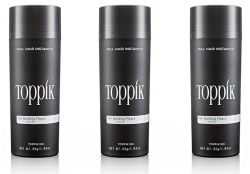 TOPPIK 3x 55 g Haarverdichter Streuhaar Haarverdichtung Schütthaar Hair Fibers Farbton Weiß White