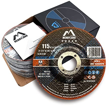 Merryland Trennscheibe 115 Metall Stahl Edelstahl für Winkelschleifer, 115 X 3,0 mm Flexscheibe Gekröpft 25 Stück, Experten-Line E21073042