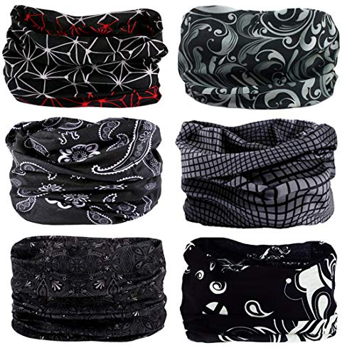 6 Stück Nahtlose Bandanas Multifunktionstuch Schal - Elastiche Multifunktion Stirnband Gaiter Balaclava Gesichtsmaske Kopfbedeckung UV Residenz für Yoga Laufen Wandern Radfahren Motorradfahren