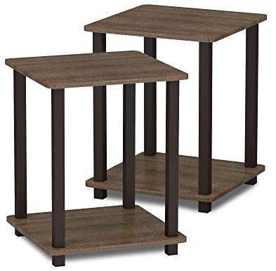 Furinno SIMPLISTIC Side Table Set of 2, End Table, Night Stand, Nightstand, Bedside Table, for Living Room, Bedroom, Walnut