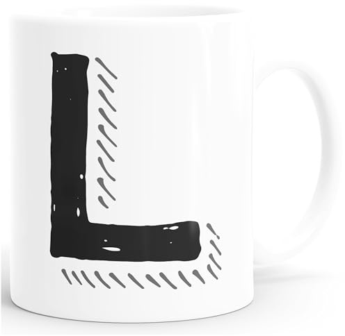 MoonWorks Kaffee-Tasse Buchstaben Buchstabe glänzend Kaffeetasse Teetasse Keramiktasse Weiss unisize