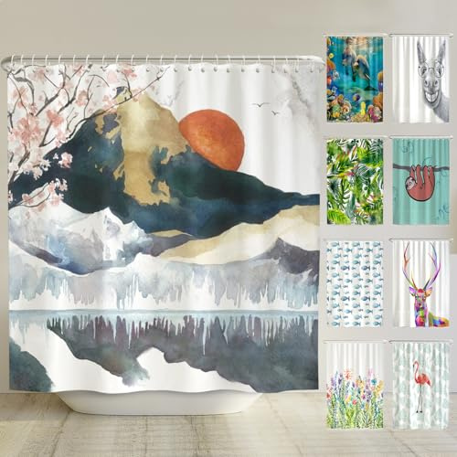 arteneur Anti-Schimmel Duschvorhang 240x200 cm Japan | Textil recycelt, OEKO-TEX 100, 40°C Maschinenwäsche, blickdicht, wasserdicht, beschwerter Saum, mit 16 recycelten Ringen
