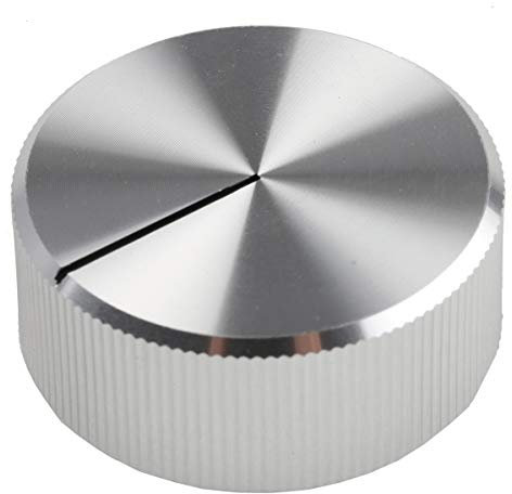 RS PRO Potentiometer Drehknopf silbern, Zeiger Schwarz Ø 30mm x 12.5mm, Rund Schaft 6.4mm
