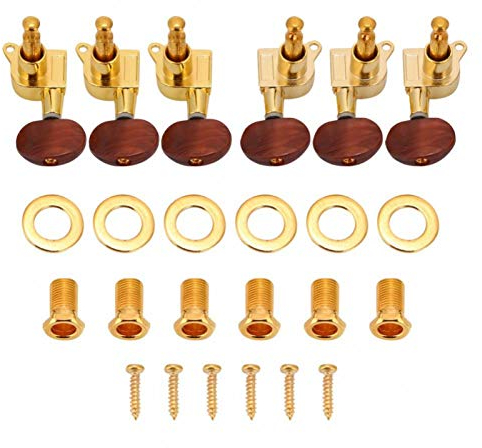 Clavijas de Afinación de Cuerdas de Guitarra Sintonizadores Cromados de Guitarra para Afinador de Guitarra Eléctrica(Oro)