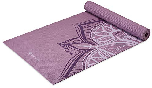 Gaiam Yoga Mat Premium Print Non Slip Exercise & Fitness Mat for All Types of Yoga, Pilates & Floor Workouts, Violet Blush Point, 5mm (05-64034)