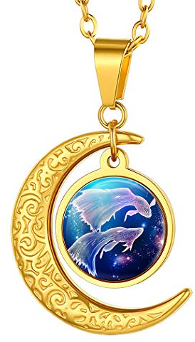 Suplight Unisex 12 Sternzeichen Collier personalisiert Edelstahl Runde Sternbilder Anhänger Halskette Name Gravur Münzenkette Horoskop Tierkreis Schmuck Geschenk für Damen Herren Jungen Mädchen