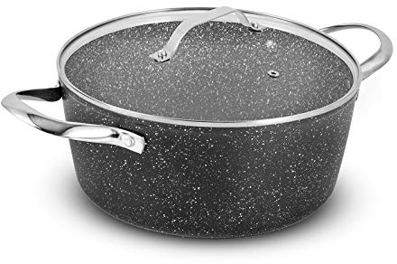 Faitout Aluminium Forge 24cm 4.1l Effet Pierre Couvercle Verre Tfi Hight_ft24tfi Durand Dupont