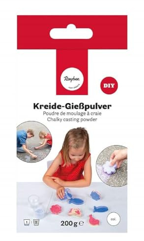 Rayher Kreide-Gießpulver, weiß, Box 200 g, Straßenkreide gießen, Malkreide für Kinder, 34465102